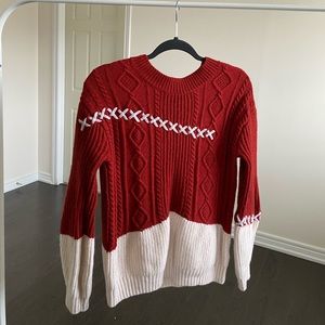 URBAN OUTFITTERS Red and white wool sweater